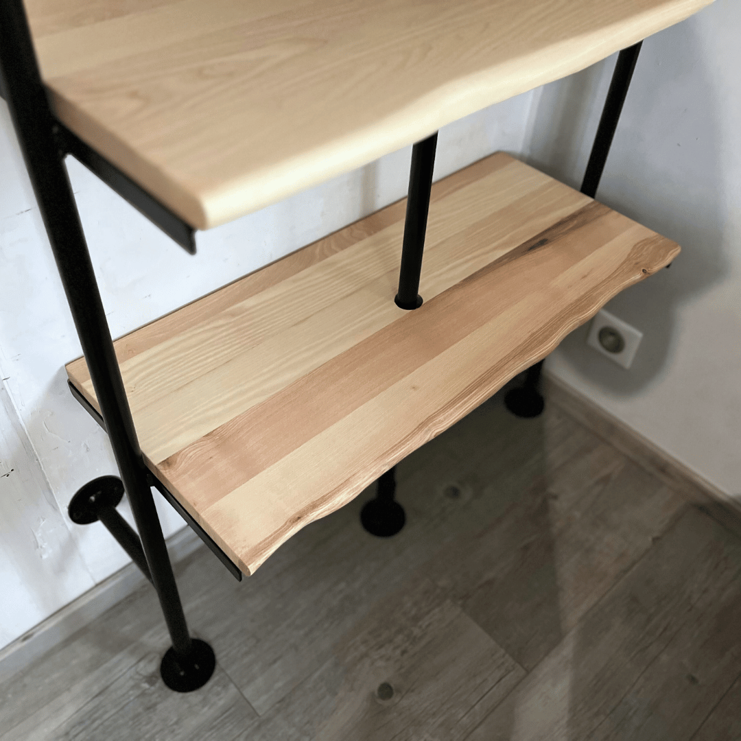 tablette et structure métal bibliothèque sur-mesure en bois