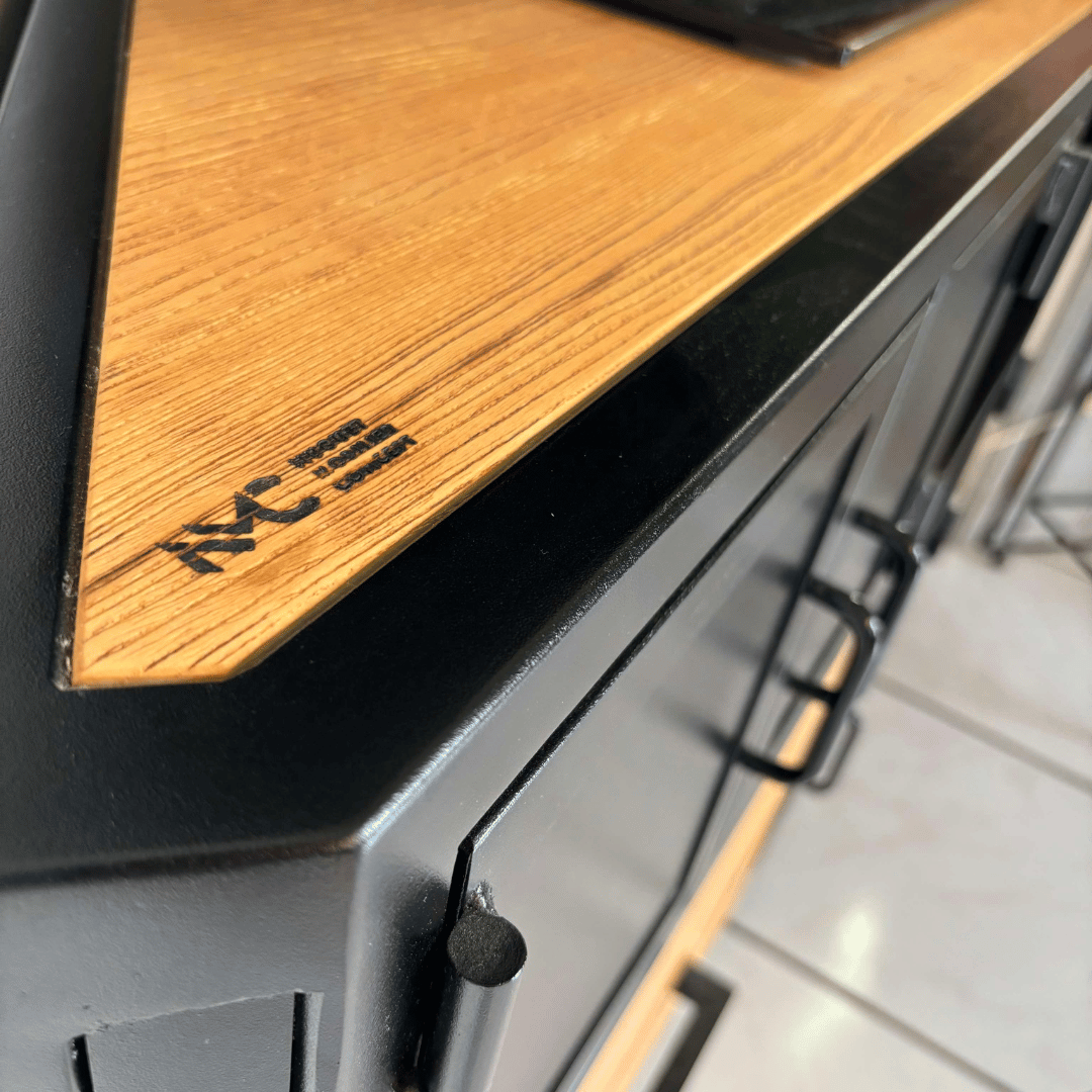 Meuble TV d angle sur-mesure et unique fabriqué artisanalement